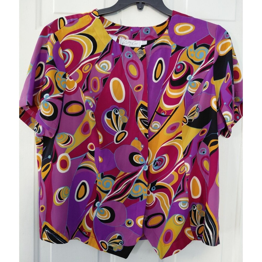 Cathy Jean Vibrant Multicolor Geometric‎ Blouse